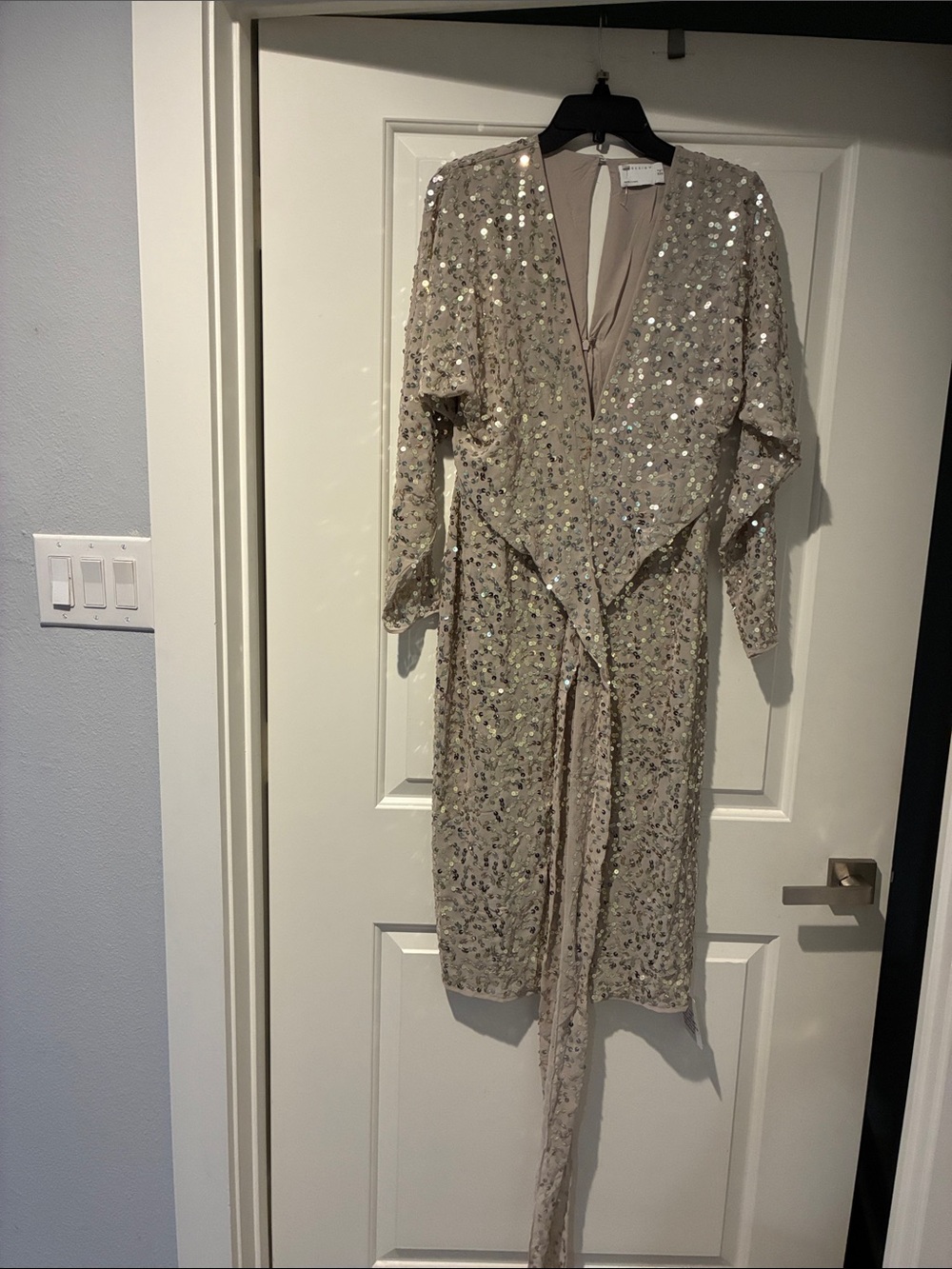 ASOS Champagne Sequin Midi Dress